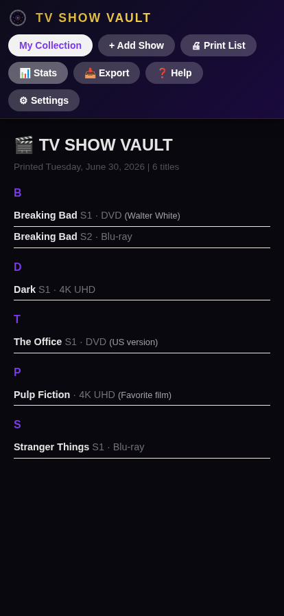 Print list preview